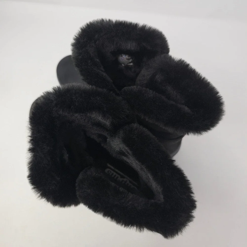 Skechers Slip-ins Boots Black On-the-GO Joy Faux Fur Winter Womens 10 168045